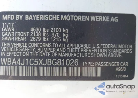 2018 BMW 430I Gran Coupe из США, поврежденный, VIN WBA4J1C5XJBG81026